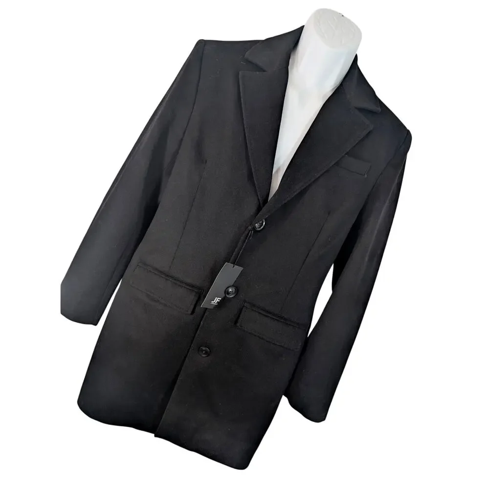 NWT@$220! J. FERRAR! FINE WOOL BLEND BLACK 3/4 LENGTH OVERCOAT, JACKET! SZ M
